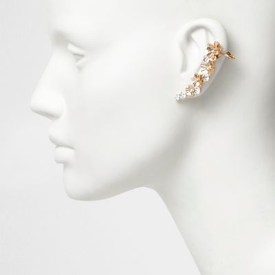 Gold tone flower detail ear cuffs